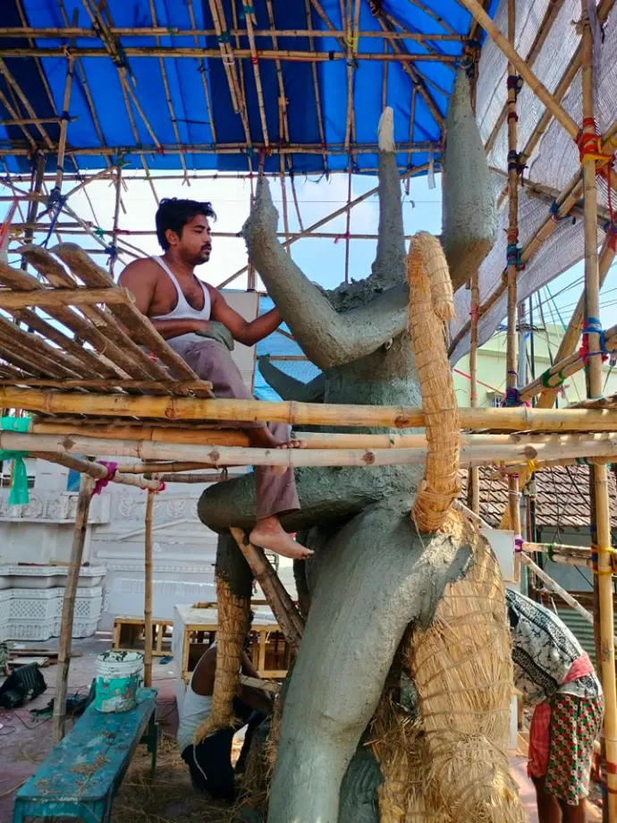 Chandannagar Jagadhatri Puja Preparation